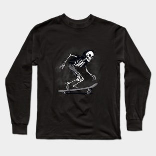 hooligan skeleton riding on a skateboard Long Sleeve T-Shirt